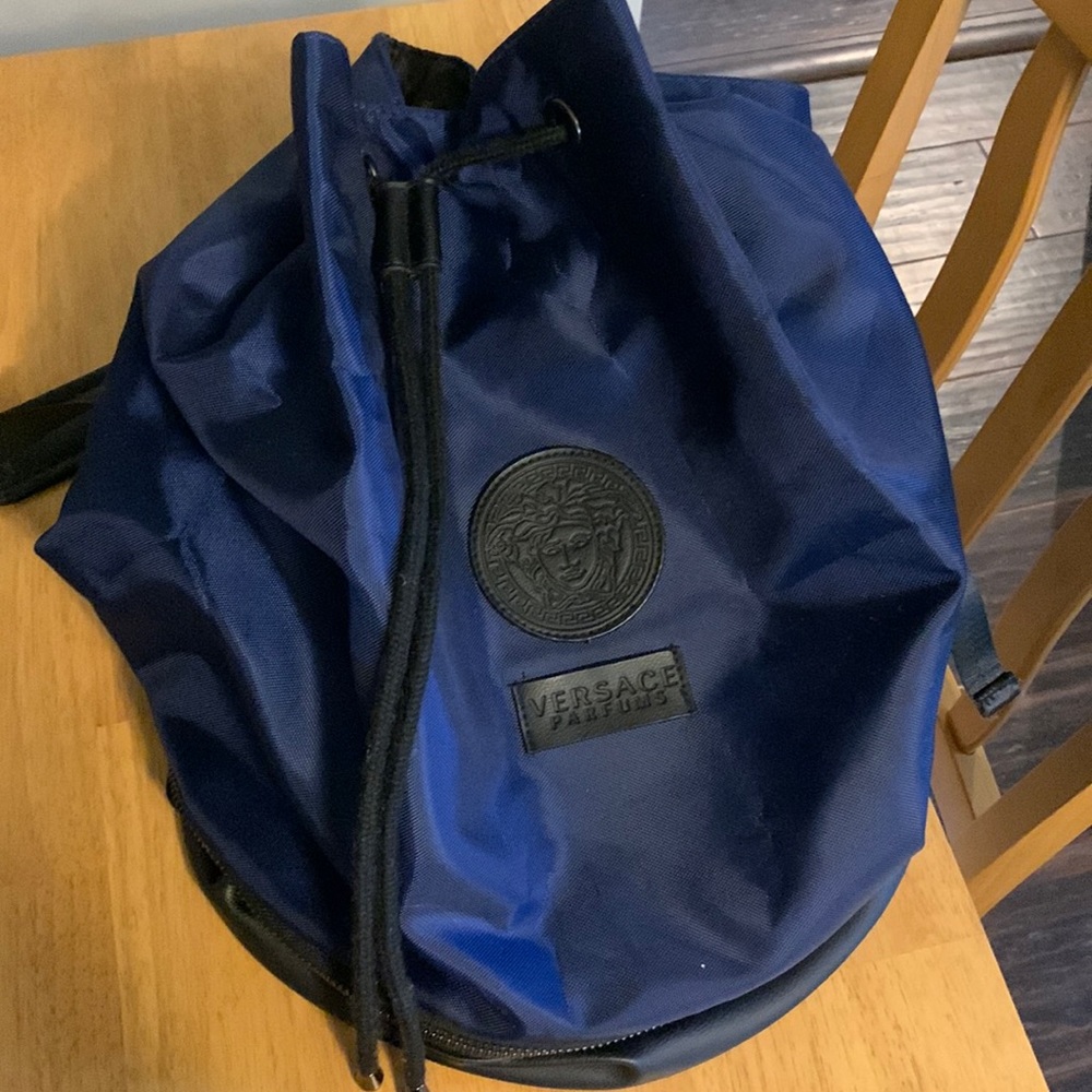 Versace Parfums Blue Drawstring Backpack